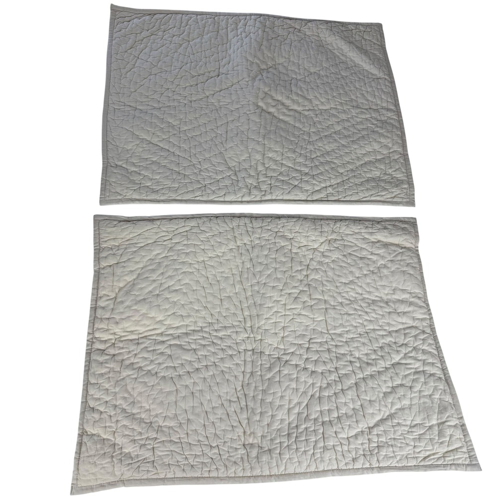 The Company Store Quilted Pillow Shams Set of 2 Standard Cream Beige Tie Back